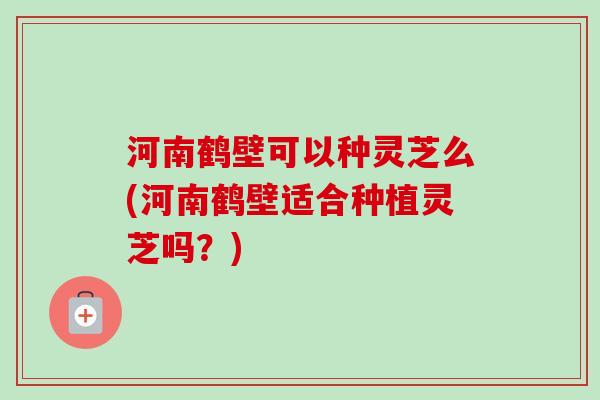 河南鹤壁可以种灵芝么(河南鹤壁适合种植灵芝吗？)