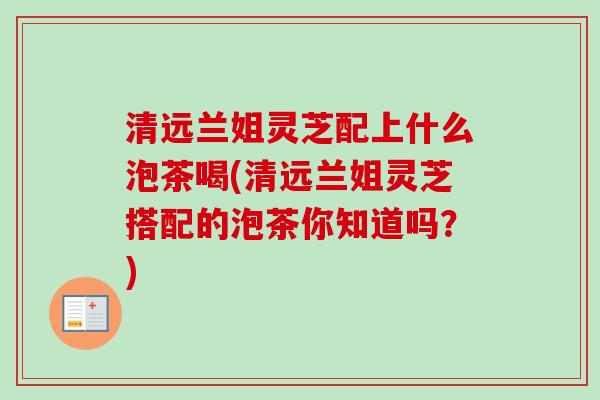 清远兰姐灵芝配上什么泡茶喝(清远兰姐灵芝搭配的泡茶你知道吗?) 清远兰姐灵芝配上什么泡茶喝(清远兰姐灵芝搭配的泡茶你知道吗?)