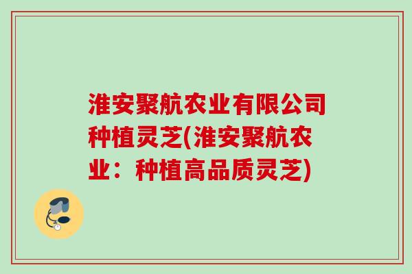 淮安聚航农业有限公司种植灵芝(淮安聚航农业:种植高品质灵芝) 淮安聚航农业有限公司种植灵芝(淮安聚航农业:种植高品质灵芝)