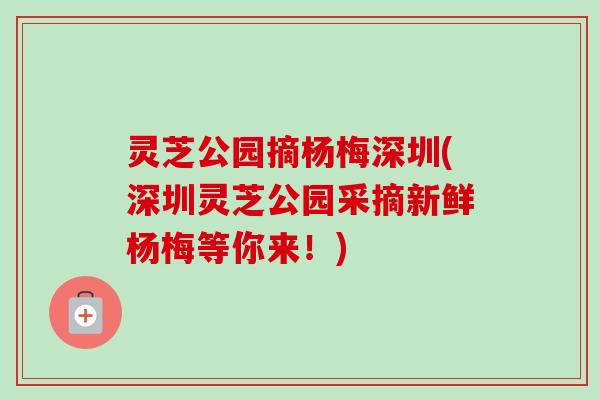 灵芝公园摘杨梅深圳(深圳灵芝公园采摘新鲜杨梅等你来！)