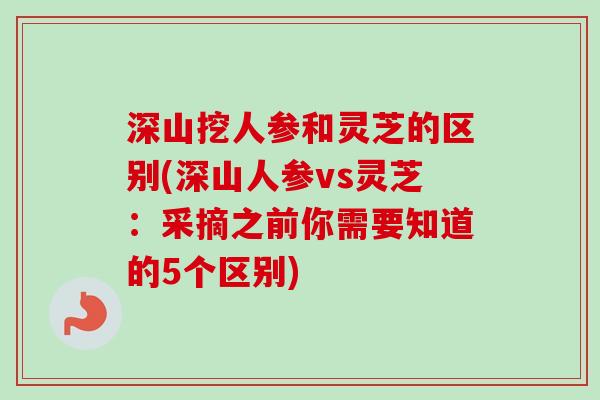 深山挖人参和灵芝的区别(深山人参vs灵芝:采摘之前你需要知道的5个区别) 深山挖人参和灵芝的区别(深山人参vs灵芝:采摘之前你需要知道的5个区别)