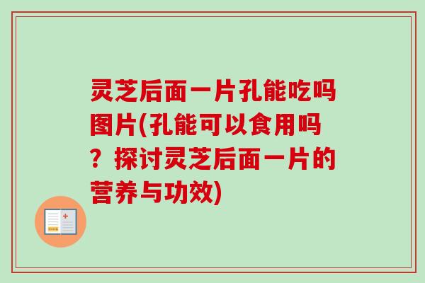 灵芝后面一片孔能吃吗图片(孔能可以食用吗?探讨灵芝后面一片的营养与功效) 灵芝后面一片孔能吃吗图片(孔能可以食用吗?探讨灵芝后面一片的营养与功效)