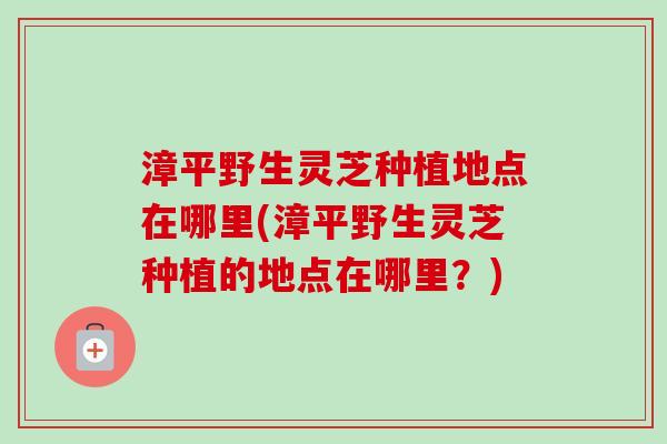 漳平野生灵芝种植地点在哪里(漳平野生灵芝种植的地点在哪里?) 漳平野生灵芝种植地点在哪里(漳平野生灵芝种植的地点在哪里?)