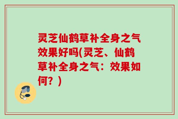 灵芝仙鹤草补全身之气效果好吗(灵芝、仙鹤草补全身之气:效果如何?) 灵芝仙鹤草补全身之气效果好吗(灵芝、仙鹤草补全身之气:效果如何?)