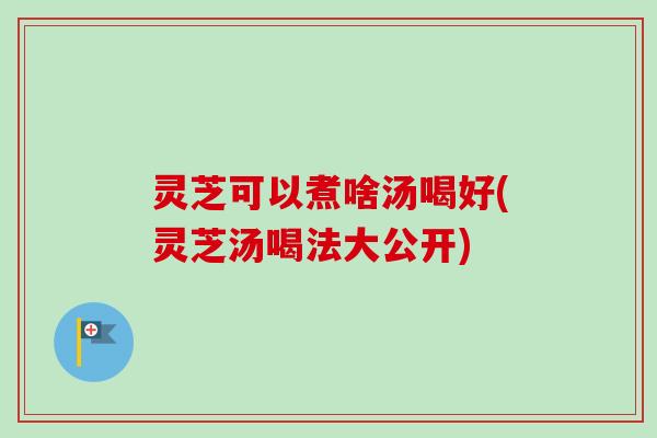 灵芝可以煮啥汤喝好(灵芝汤喝法大公开) 灵芝可以煮啥汤喝好(灵芝汤喝法大公开)