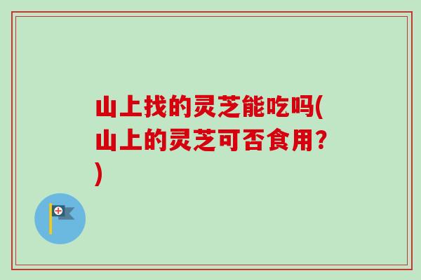 山上找的灵芝能吃吗(山上的灵芝可否食用？)