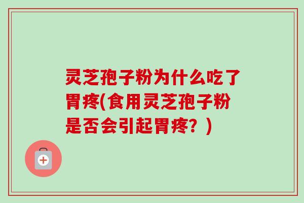 灵芝孢子粉为什么吃了胃疼(食用灵芝孢子粉是否会引起胃疼?) 灵芝孢子粉为什么吃了胃疼(食用灵芝孢子粉是否会引起胃疼?)