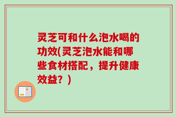 灵芝可和什么泡水喝的功效(灵芝泡水能和哪些食材搭配,提升健康效益?) 灵芝可和什么泡水喝的功效(灵芝泡水能和哪些食材搭配,提升健康效益?)