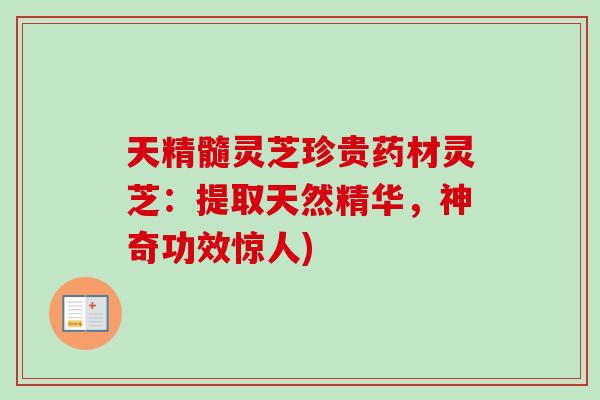 天精髓灵芝珍贵药材灵芝：提取天然精华，神奇功效惊人)