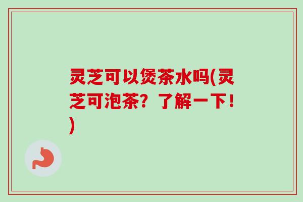 灵芝可以煲茶水吗(灵芝可泡茶?了解一下!) 灵芝可以煲茶水吗(灵芝可泡茶?了解一下!)