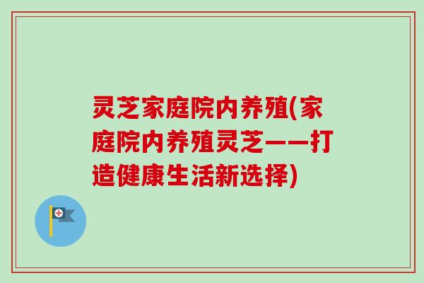 灵芝家庭院内养殖(家庭院内养殖灵芝——打造健康生活新选择) 灵芝家庭院内养殖(家庭院内养殖灵芝——打造健康生活新选择)