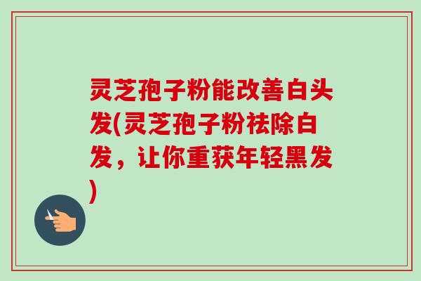 灵芝孢子粉能改善白头发(灵芝孢子粉祛除白发,让你重获年轻黑发) 灵芝孢子粉能改善白头发(灵芝孢子粉祛除白发,让你重获年轻黑发)