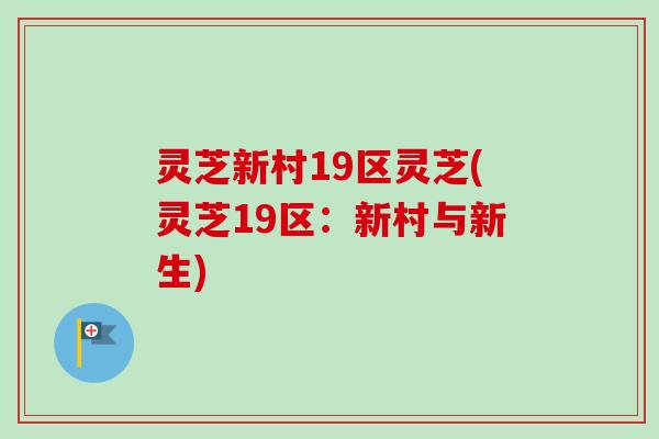 灵芝新村19区灵芝(灵芝19区：新村与新生)