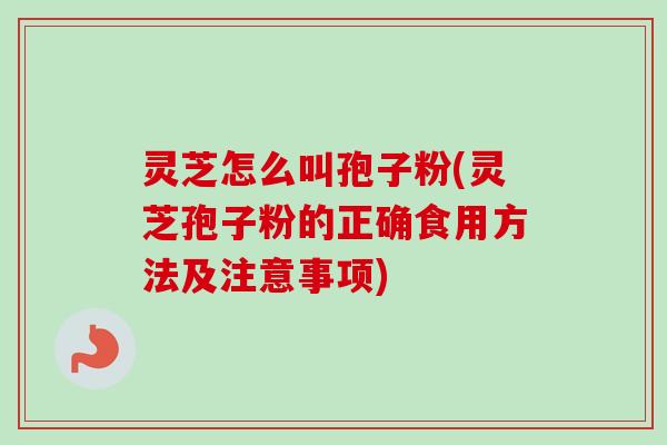 灵芝怎么叫孢子粉(灵芝孢子粉的正确食用方法及注意事项) 灵芝怎么叫孢子粉(灵芝孢子粉的正确食用方法及注意事项)