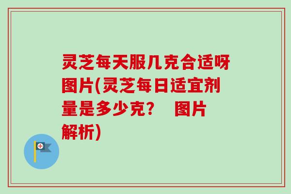 灵芝每天服几克合适呀图片(灵芝每日适宜剂量是多少克？  图片解析)