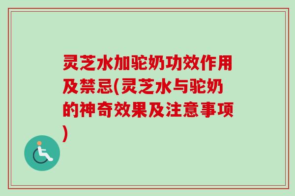灵芝水加驼奶功效作用及禁忌(灵芝水与驼奶的神奇效果及注意事项) 灵芝水加驼奶功效作用及禁忌(灵芝水与驼奶的神奇效果及注意事项)