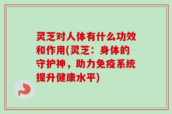 灵芝对人体有什么功效和作用(灵芝:身体的守护神,助力免疫系统提升健康水平) 灵芝对人体有什么功效和作用(灵芝:身体的守护神,助力免疫系统提升健康水平)