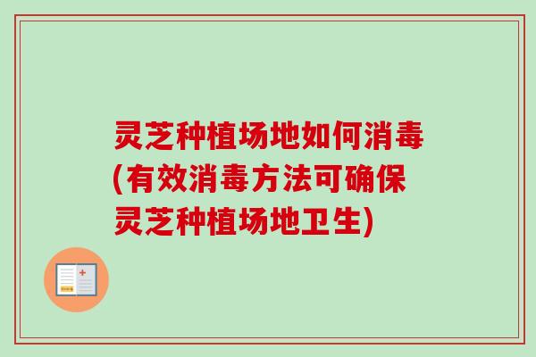 灵芝种植场地如何消毒(有效消毒方法可确保灵芝种植场地卫生) 灵芝种植场地如何消毒(有效消毒方法可确保灵芝种植场地卫生)