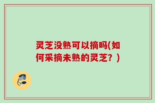 灵芝没熟可以摘吗(如何采摘未熟的灵芝？)