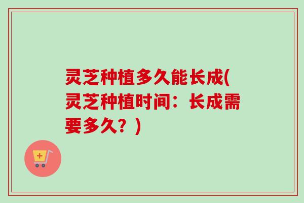 灵芝种植多久能长成(灵芝种植时间:长成需要多久?) 灵芝种植多久能长成(灵芝种植时间:长成需要多久?)