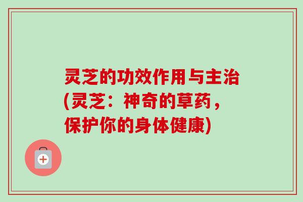 灵芝的功效作用与主(灵芝:神奇的草药,保护你的身体健康) 灵芝的功效作用与主(灵芝:神奇的草药,保护你的身体健康)