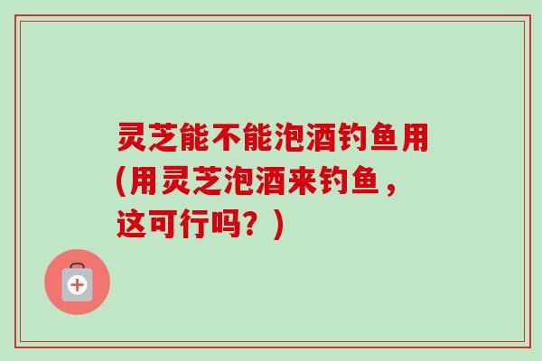 灵芝能不能泡酒钓鱼用(用灵芝泡酒来钓鱼,这可行吗?) 灵芝能不能泡酒钓鱼用(用灵芝泡酒来钓鱼,这可行吗?)