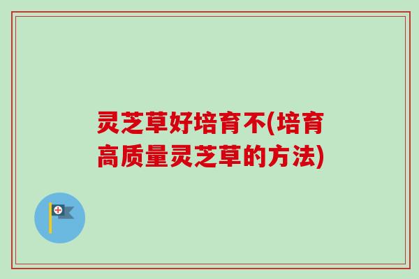 灵芝草好培育不(培育高质量灵芝草的方法)