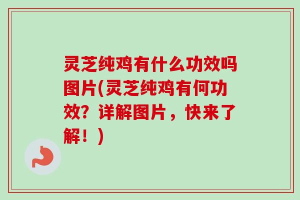 灵芝纯鸡有什么功效吗图片(灵芝纯鸡有何功效？详解图片，快来了解！)