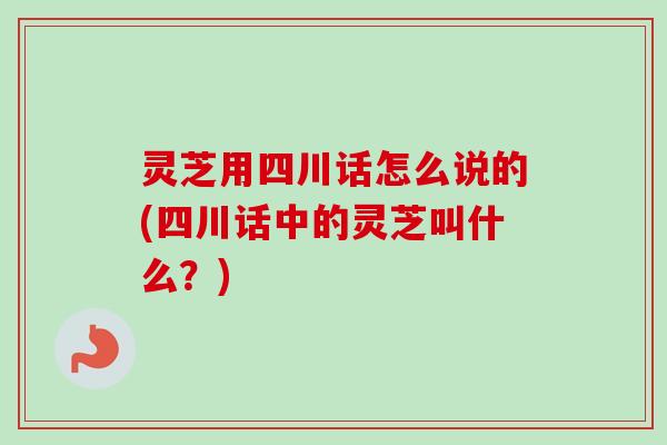 灵芝用四川话怎么说的(四川话中的灵芝叫什么？)