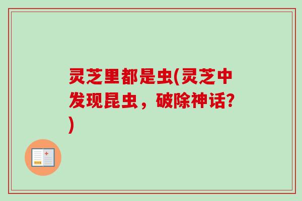 灵芝里都是虫(灵芝中发现昆虫,破除神话?) 灵芝里都是虫(灵芝中发现昆虫,破除神话?)
