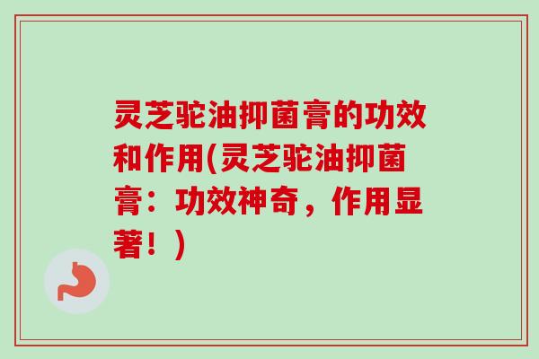 灵芝驼油抑菌膏的功效和作用(灵芝驼油抑菌膏:功效神奇,作用显著!) 灵芝驼油抑菌膏的功效和作用(灵芝驼油抑菌膏:功效神奇,作用显著!)