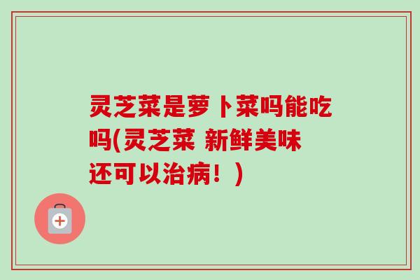 灵芝菜是萝卜菜吗能吃吗(灵芝菜 新鲜美味还可以!) 灵芝菜是萝卜菜吗能吃吗(灵芝菜 新鲜美味还可以!)