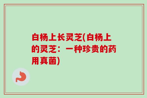 白杨上长灵芝(白杨上的灵芝:一种珍贵的药用真菌) 白杨上长灵芝(白杨上的灵芝:一种珍贵的药用真菌)