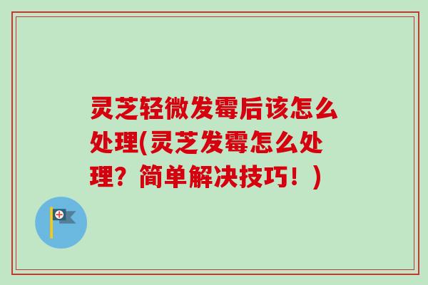 灵芝轻微发霉后该怎么处理(灵芝发霉怎么处理？简单解决技巧！)
