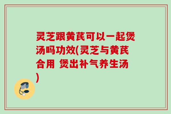 灵芝跟黄芪可以一起煲汤吗功效(灵芝与黄芪合用 煲出养生汤)