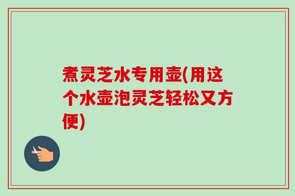 煮灵芝水专用壶(用这个水壶泡灵芝轻松又方便)