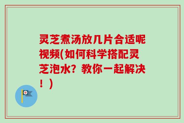灵芝煮汤放几片合适呢视频(如何科学搭配灵芝泡水？教你一起解决！)