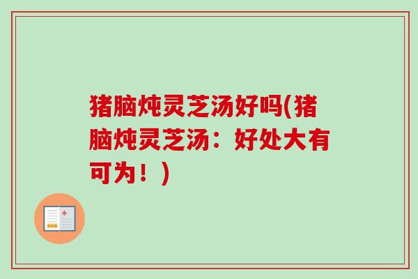 猪脑炖灵芝汤好吗(猪脑炖灵芝汤：好处大有可为！)