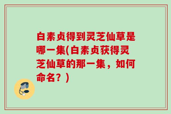 白素贞得到灵芝仙草是哪一集(白素贞获得灵芝仙草的那一集,如何命名?) 白素贞得到灵芝仙草是哪一集(白素贞获得灵芝仙草的那一集,如何命名?)