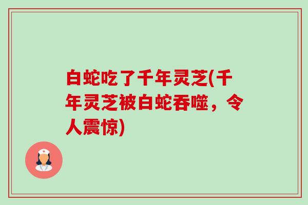 白蛇吃了千年灵芝(千年灵芝被白蛇吞噬，令人震惊)