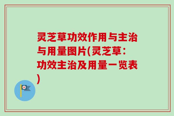 灵芝草功效作用与主与用量图片(灵芝草:功效主及用量一览表) 灵芝草功效作用与主与用量图片(灵芝草:功效主及用量一览表)