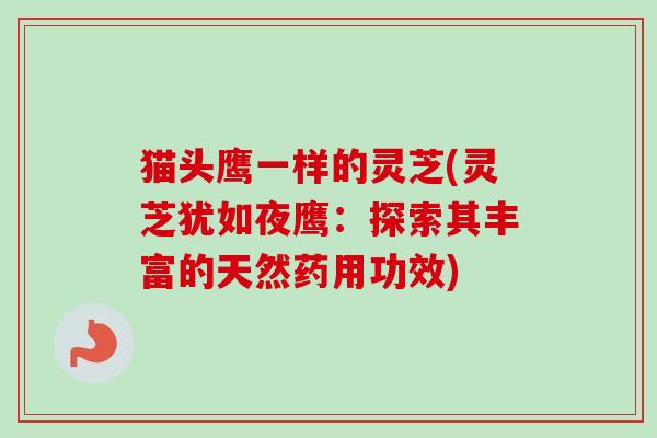 猫头鹰一样的灵芝(灵芝犹如夜鹰：探索其丰富的天然药用功效)