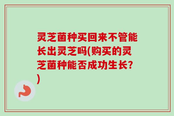 灵芝菌种买回来不管能长出灵芝吗(购买的灵芝菌种能否成功生长?) 灵芝菌种买回来不管能长出灵芝吗(购买的灵芝菌种能否成功生长?)