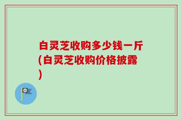 白灵芝收购多少钱一斤(白灵芝收购价格披露) 白灵芝收购多少钱一斤(白灵芝收购价格披露)