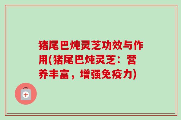 猪尾巴炖灵芝功效与作用(猪尾巴炖灵芝:营养丰富,增强免疫力) 猪尾巴炖灵芝功效与作用(猪尾巴炖灵芝:营养丰富,增强免疫力)