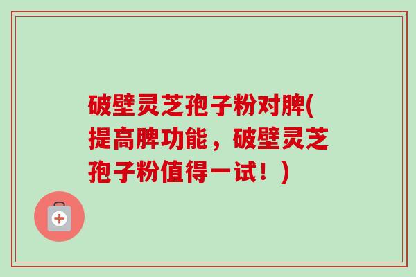 破壁灵芝孢子粉对脾(提高脾功能,破壁灵芝孢子粉值得一试!) 破壁灵芝孢子粉对脾(提高脾功能,破壁灵芝孢子粉值得一试!)
