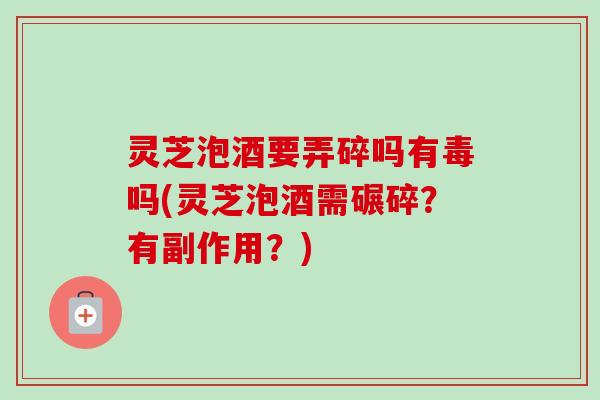 灵芝泡酒要弄碎吗有毒吗(灵芝泡酒需碾碎？有副作用？)