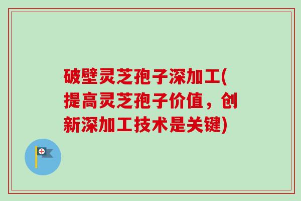 破壁灵芝孢子深加工(提高灵芝孢子价值,创新深加工技术是关键) 破壁灵芝孢子深加工(提高灵芝孢子价值,创新深加工技术是关键)