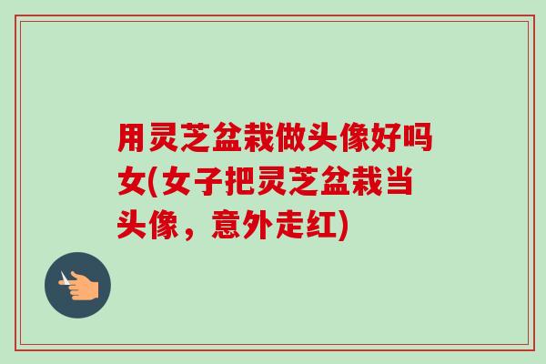 用灵芝盆栽做头像好吗女(女子把灵芝盆栽当头像,意外走红) 用灵芝盆栽做头像好吗女(女子把灵芝盆栽当头像,意外走红)