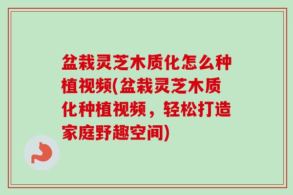 盆栽灵芝木质化怎么种植视频(盆栽灵芝木质化种植视频,轻松打造家庭野趣空间) 盆栽灵芝木质化怎么种植视频(盆栽灵芝木质化种植视频,轻松打造家庭野趣空间)